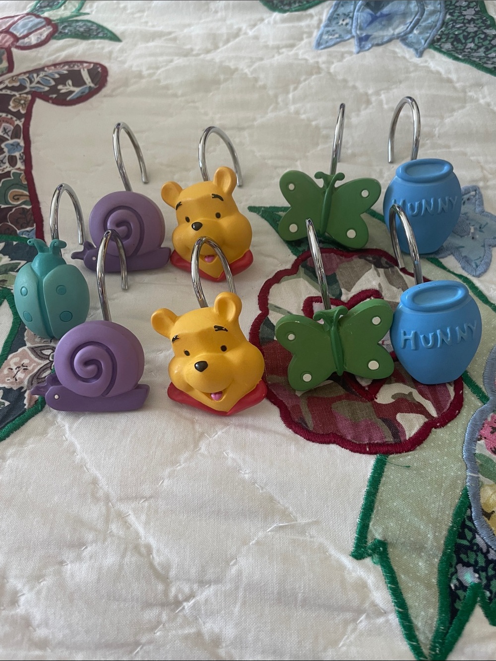 Winnie the Pooh, Butterflies, Snails, Ladybug Shower Curtain Hooks